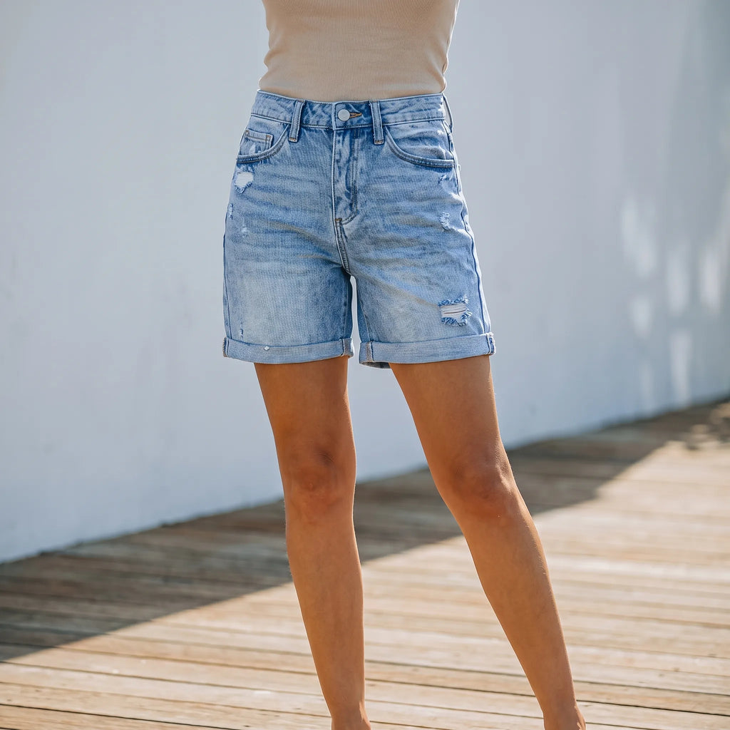 Bondise | High-Rise Distressed Casual Summer Shorts