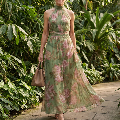BotanicaGown | Floral Halterneck Maxi Dress