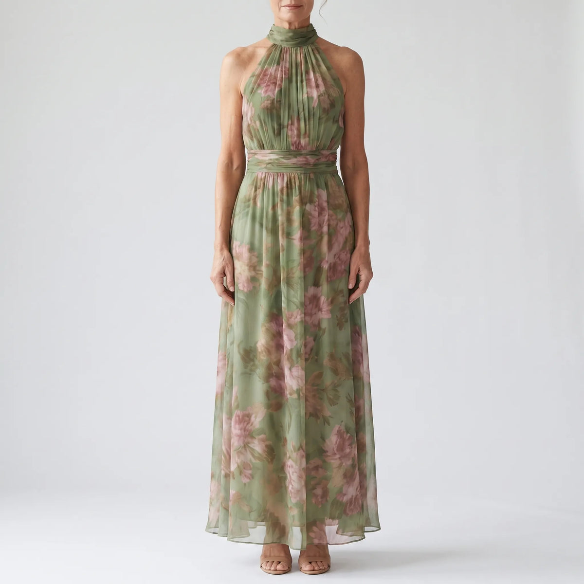 BotanicaGown | Floral Halterneck Maxi Dress