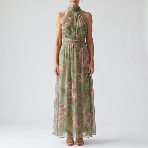 BotanicaGown | Floral Halterneck Maxi Dress