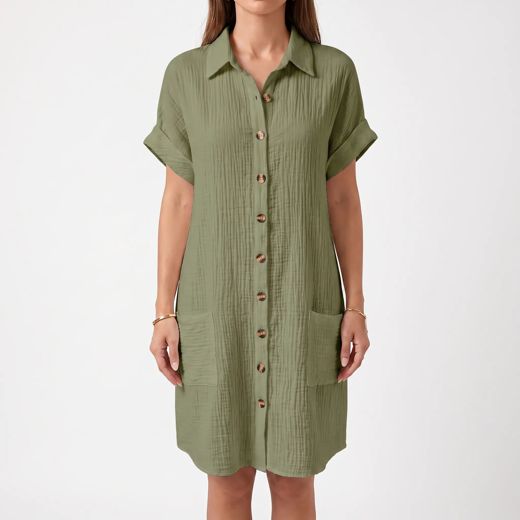 Breezely | White Mini Shirt Dress