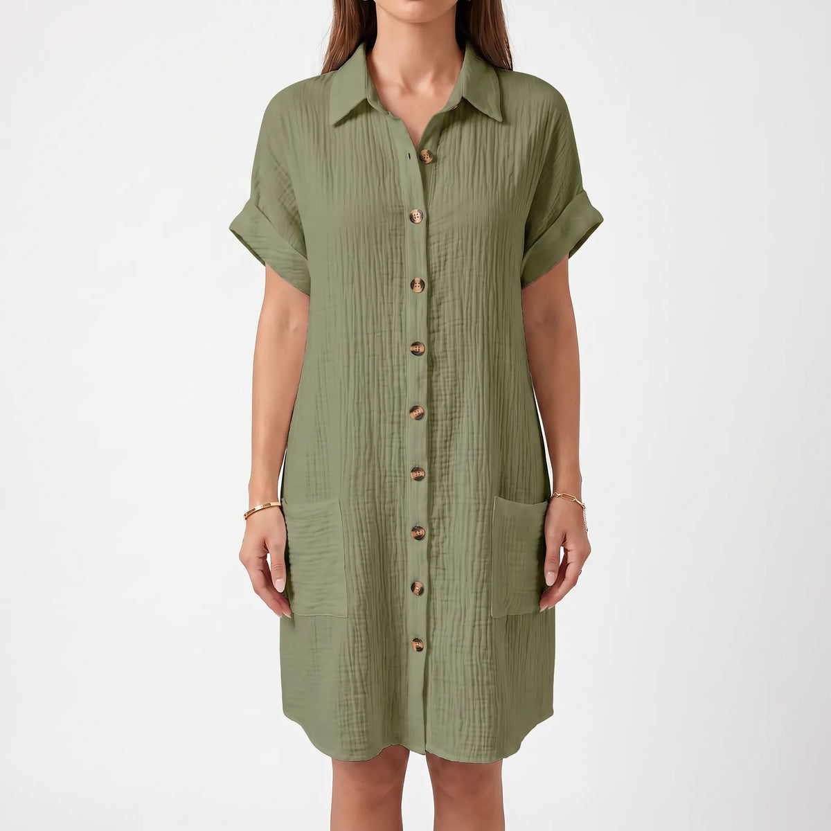 Breezely | White Mini Shirt Dress