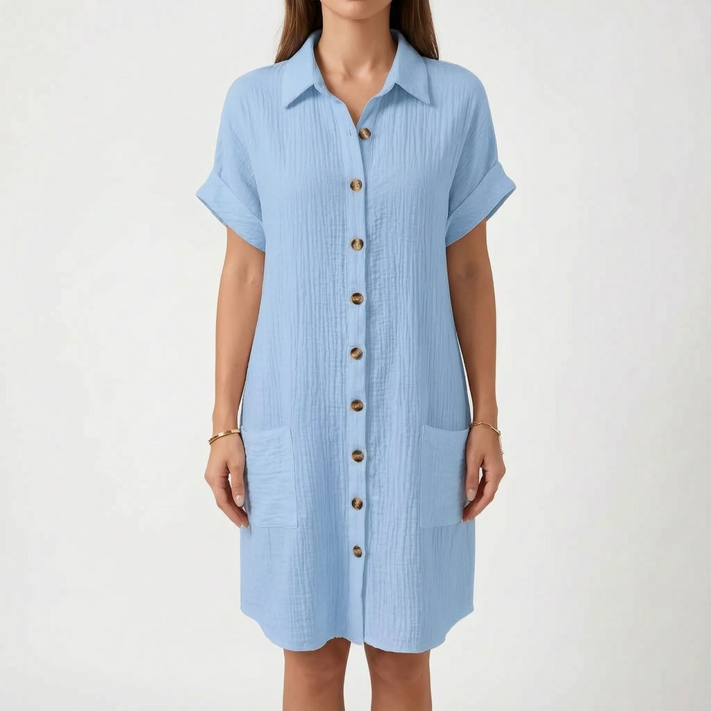 Breezely | White Mini Shirt Dress
