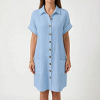 Breezely | White Mini Shirt Dress