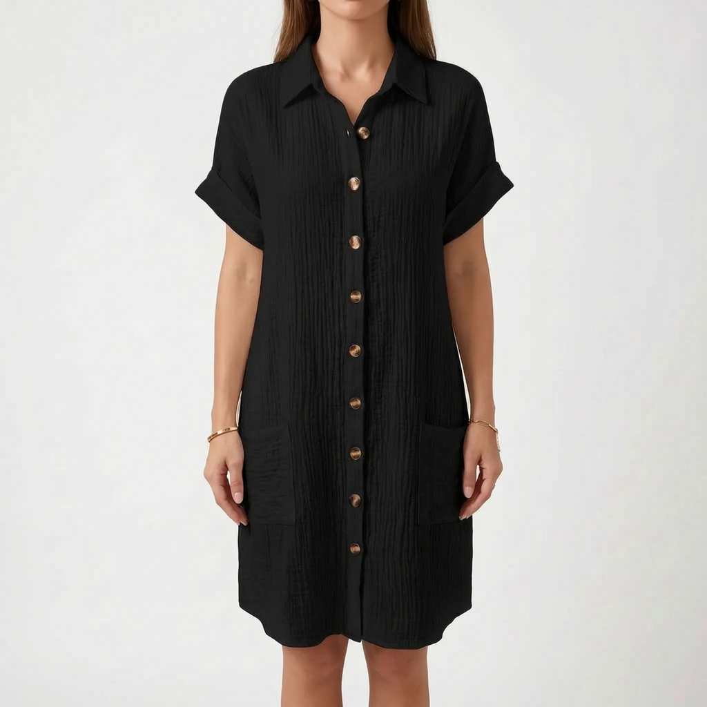 Breezely | White Mini Shirt Dress