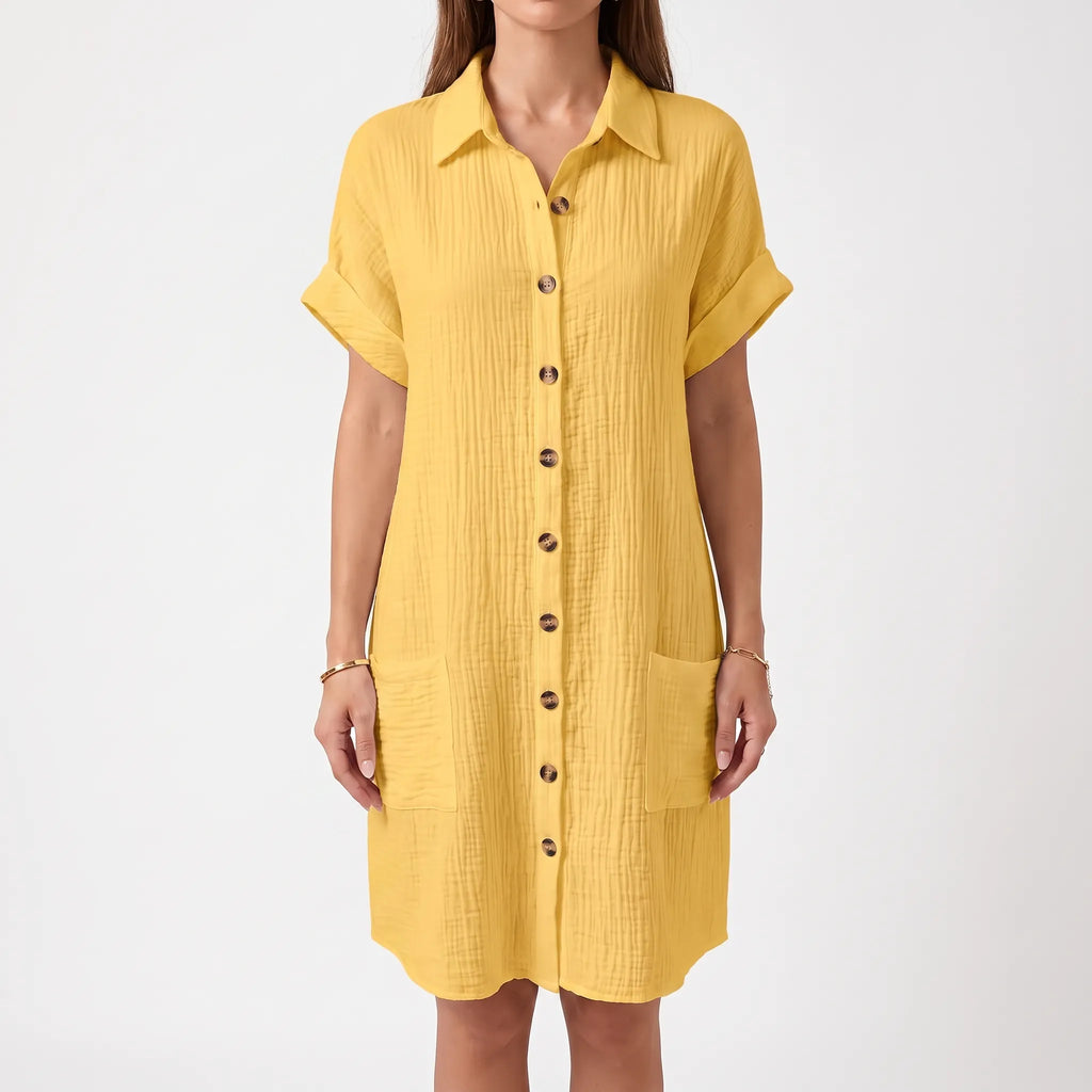 Breezely | White Mini Shirt Dress