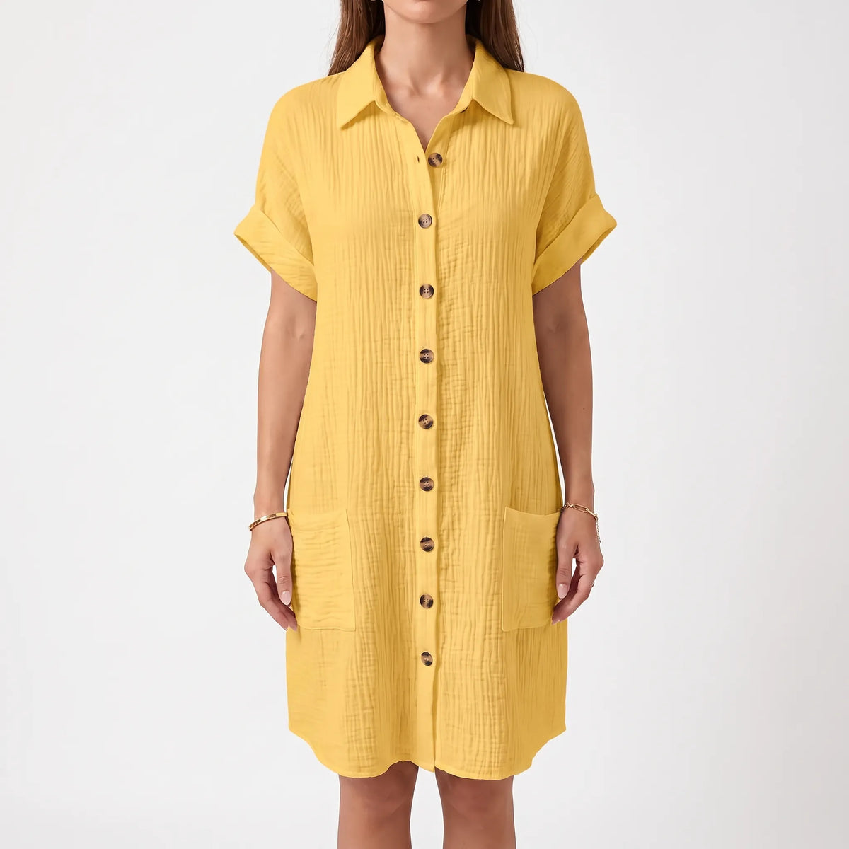 Breezely | White Mini Shirt Dress