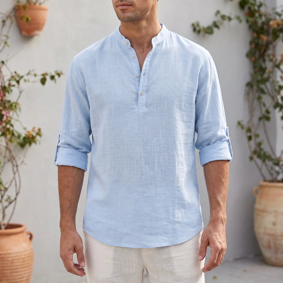 Coastley | Relaxed Fit Long Sleeve Henley Shirt