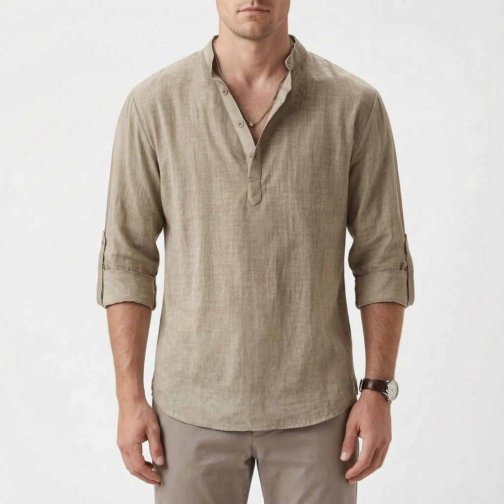 Coastley | Relaxed Fit Long Sleeve Henley Shirt
