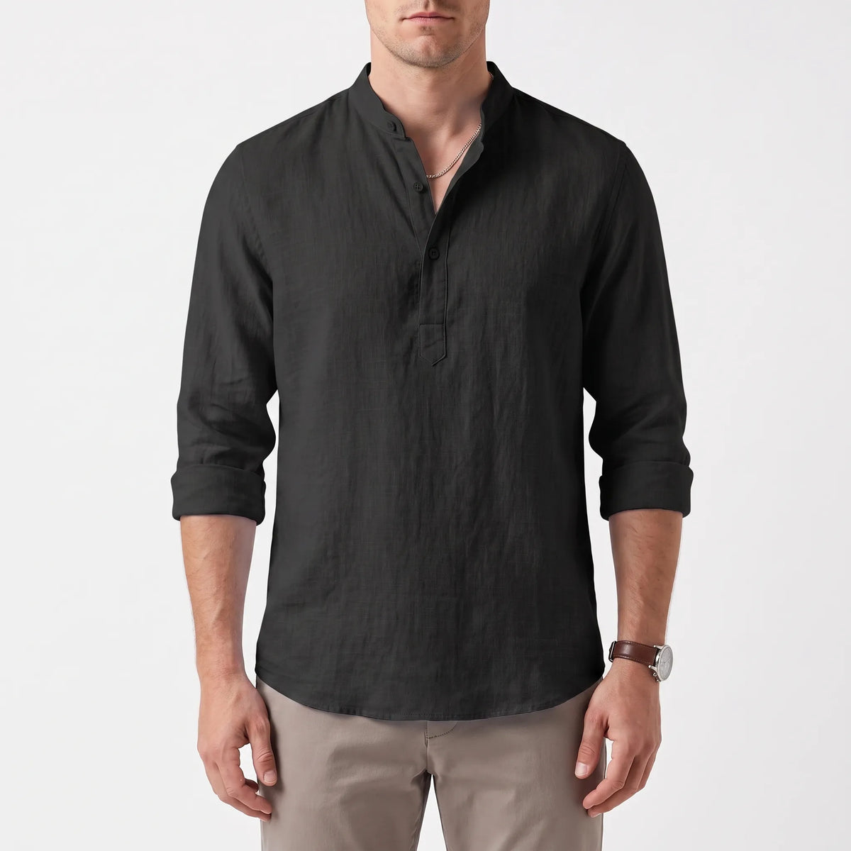 Coastley | Relaxed Fit Long Sleeve Henley Shirt