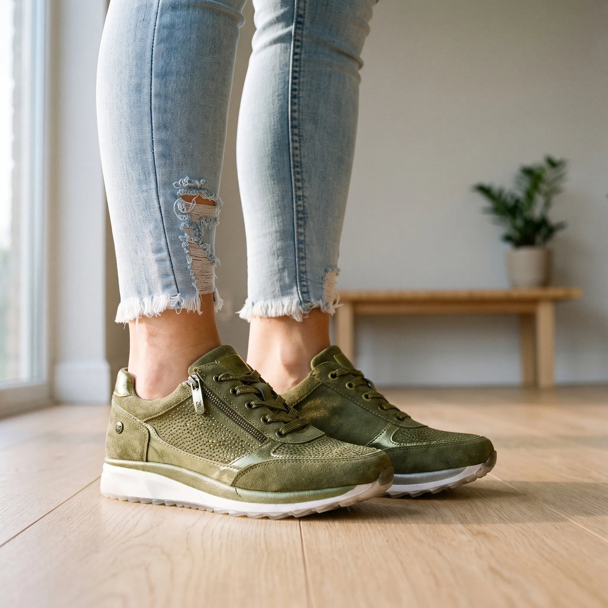 LuminaWalk - Fashionable Lace-Up Comfort Sneakers