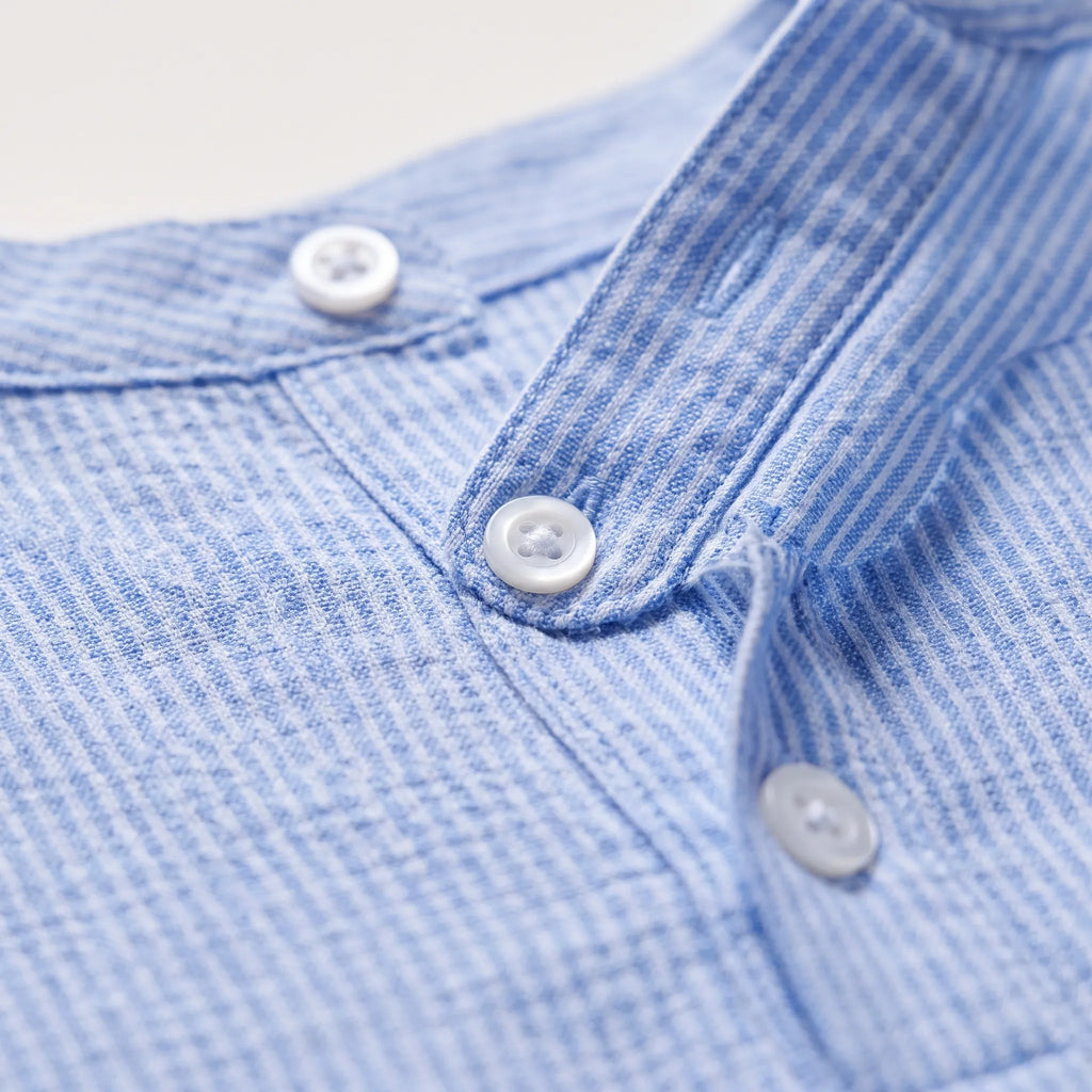 Rollen | Textured Band Collar Henley Shirt
