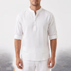 Rollen | Textured Band Collar Henley Shirt