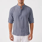 Rollen | Textured Band Collar Henley Shirt