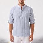 Rollen | Textured Band Collar Henley Shirt