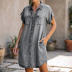 Serenia - Casual Short Sleeve Shirt Dress