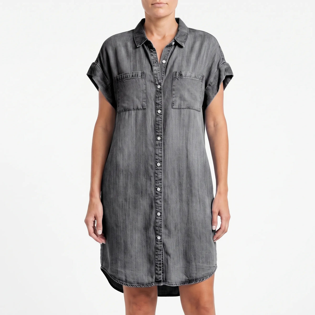 Serenia - Casual Short Sleeve Shirt Dress