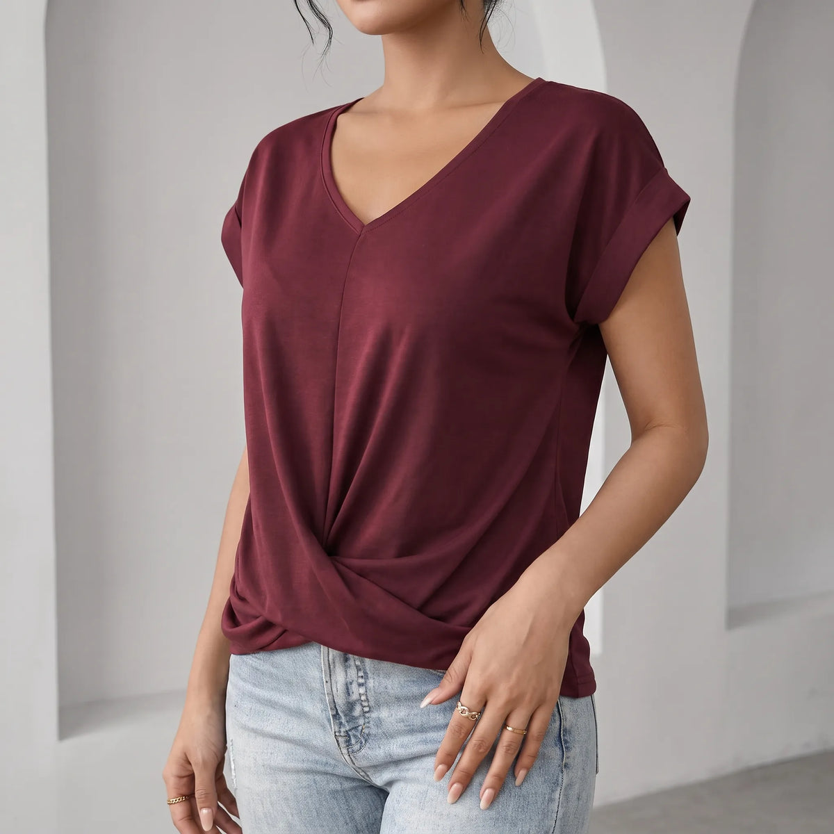 Twistel - Relaxed Front-Twist Womens T-Shirt
