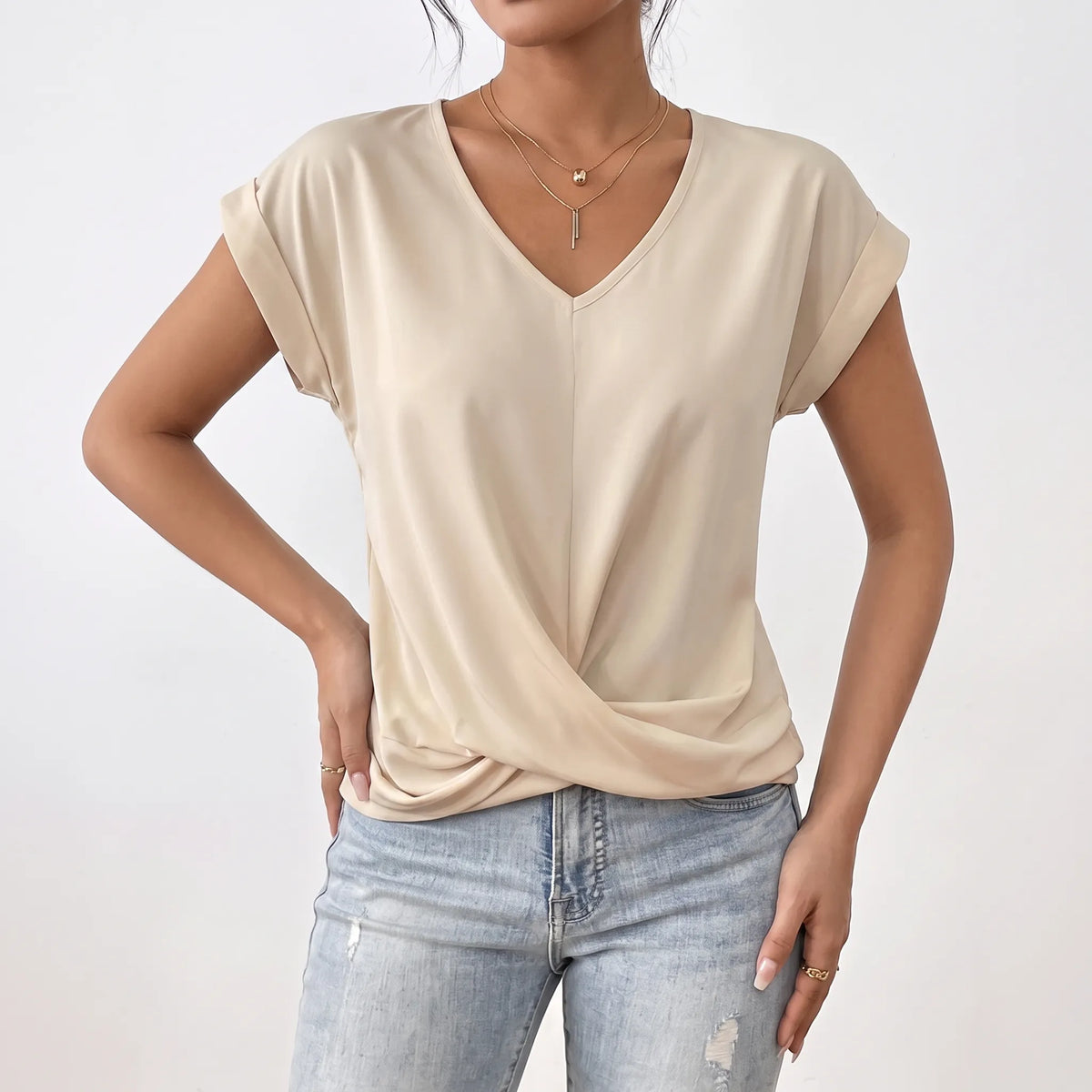 Twistel - Relaxed Front-Twist Womens T-Shirt
