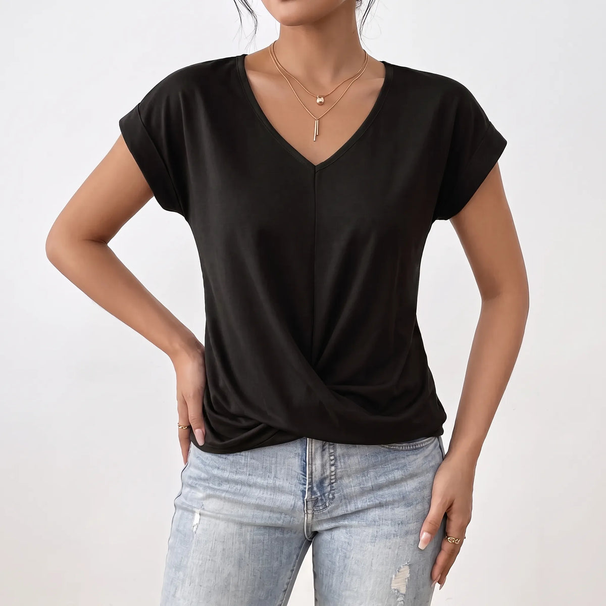 Twistel - Relaxed Front-Twist Womens T-Shirt