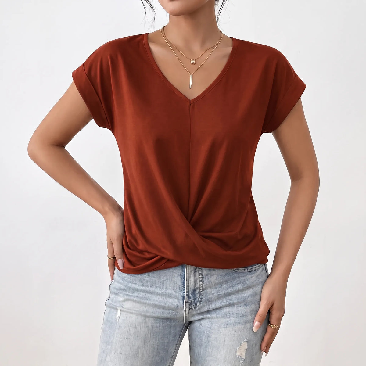 Twistel - Relaxed Front-Twist Womens T-Shirt