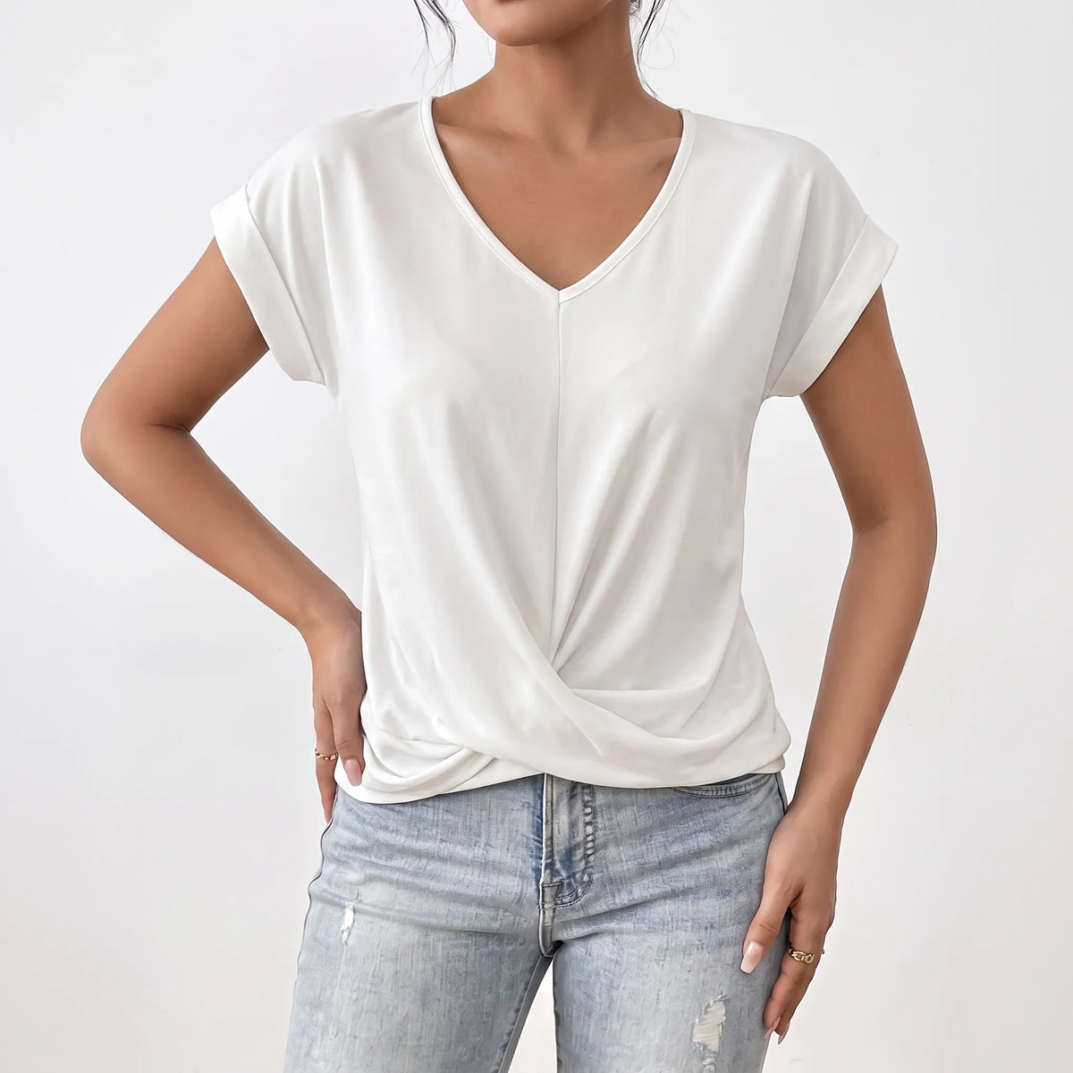 Twistel - Relaxed Front-Twist Womens T-Shirt