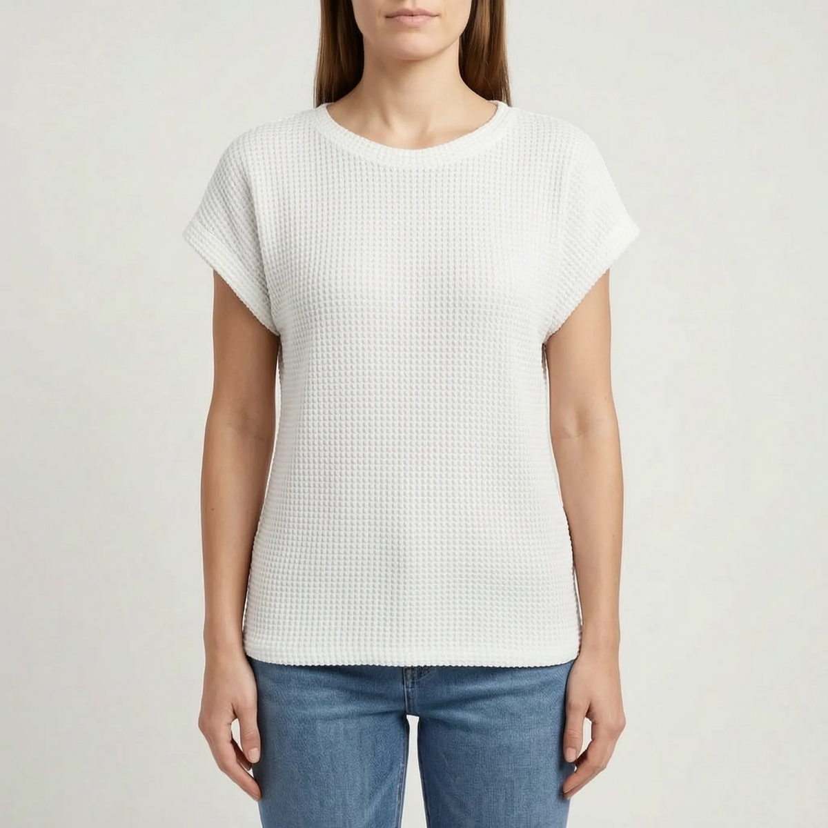 WaffleTee - Short Sleeve Waffle Knit Top