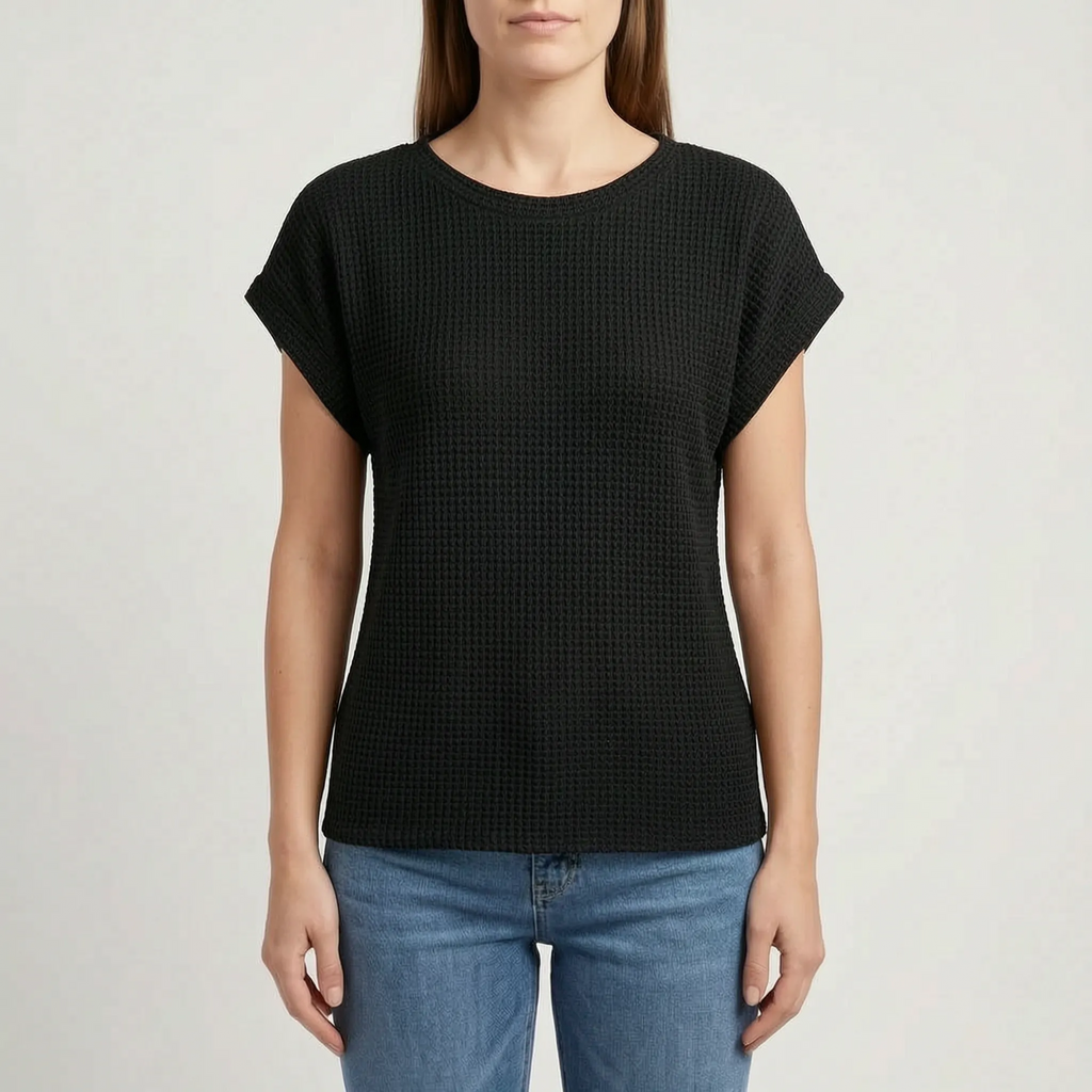 WaffleTee - Short Sleeve Waffle Knit Top