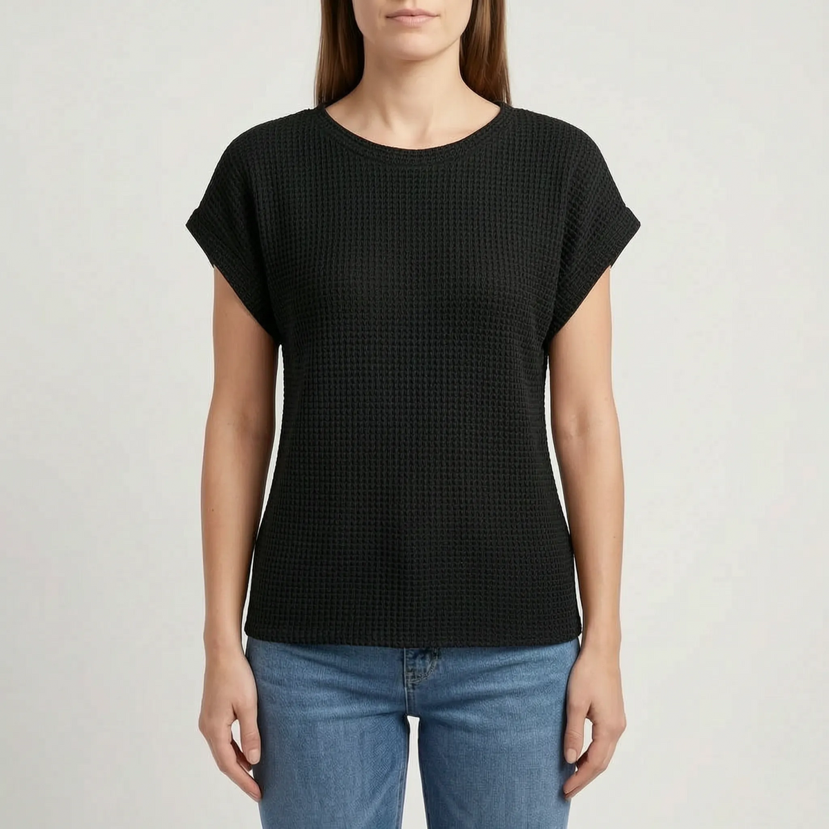 WaffleTee - Short Sleeve Waffle Knit Top