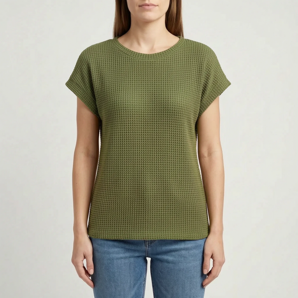 WaffleTee - Short Sleeve Waffle Knit Top