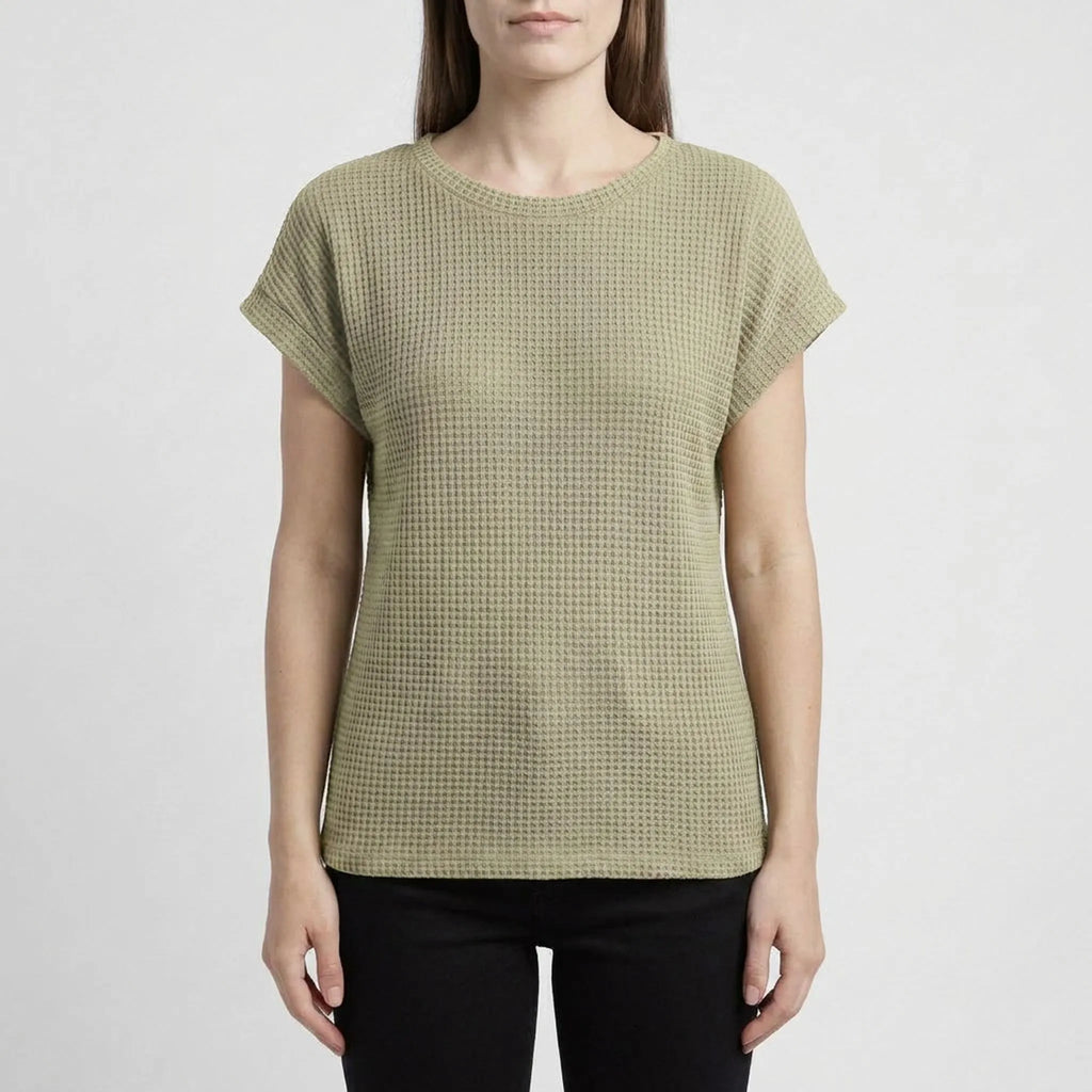 WaffleTee - Short Sleeve Waffle Knit Top